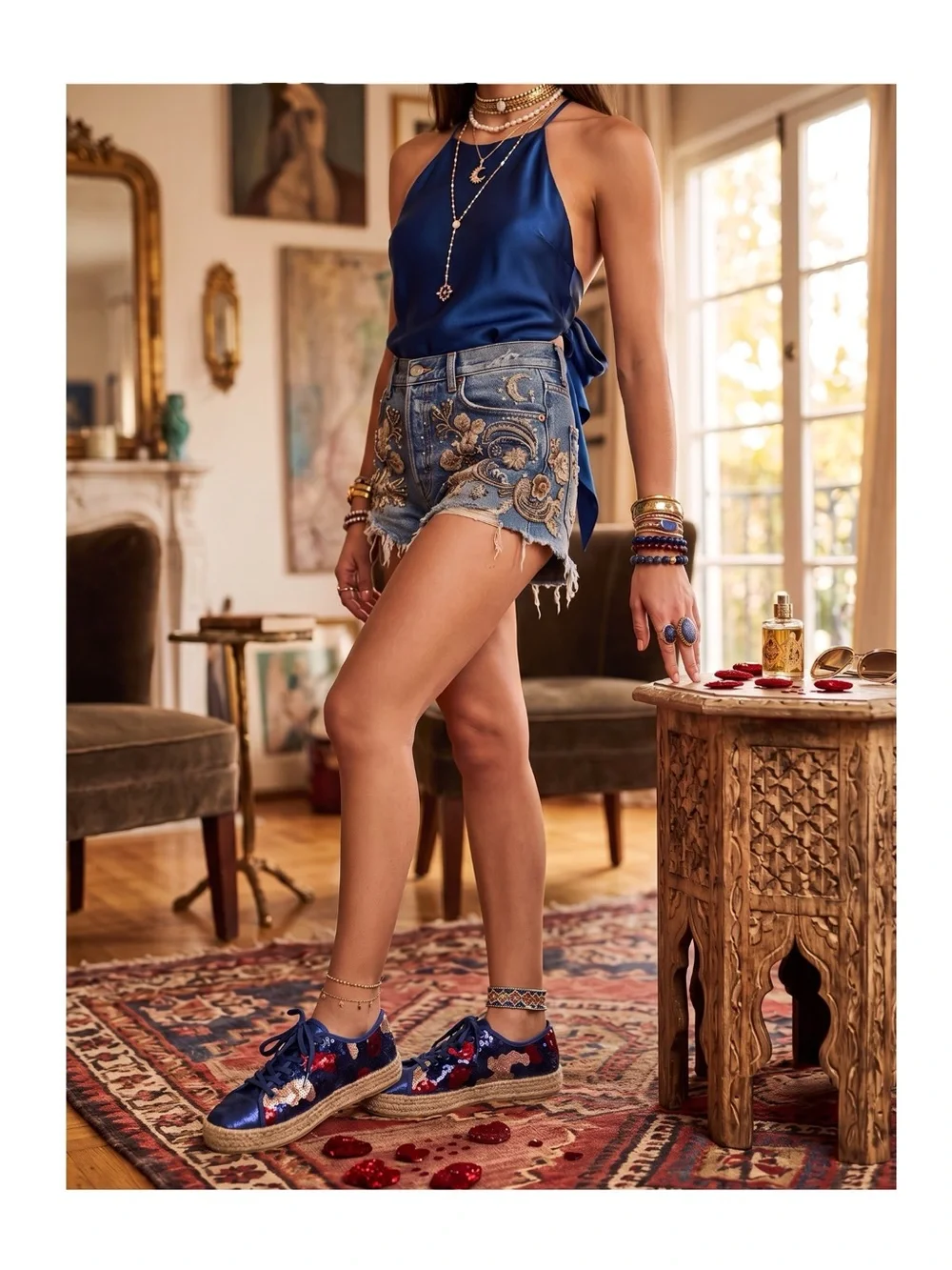 Ibizas ༄ Sequin Platform Espadrilles Lace Up Sneakers ༄ Navy Red Pink༄ 40 9 9.5